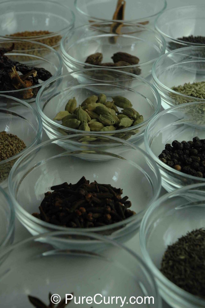 cloves, cardamoms, peppercorns