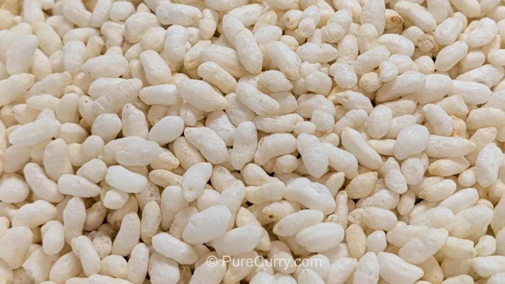 closeup view of Puffed Rice (Murmura)